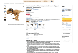 Jurassic World T-Rex Caza y mastica Dinosaurio de juguete con sonidos por 12,73€