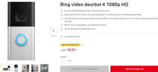 Ring Video Doorbell 4 voor €127,20 bij Praxis