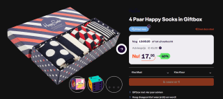 Happy Socks Mix Giftbox 4-pack voor €17,95 bij Ibood