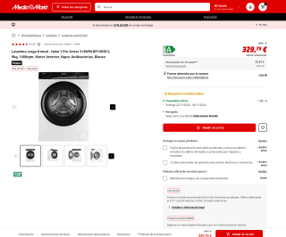 Lavadora carga frontal Haier I-Pro Series 3 HW90-BP14939-S 9kg 1400rpm Motor Inverter Vapor Antibacterias por solo 333€