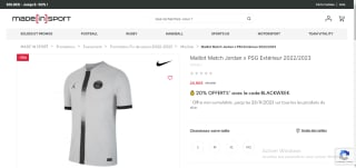 Maillot Match Jordan x PSG Extérieur 2022/2023 à 24,90€