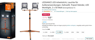 Osram Tripod LED bouwlamp - 2x 50 watt voor €68,59 bij Amazon