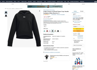 Sudadera Under Armour UA Rival Fleece Crop Hoodie Niñas por 17,95€
