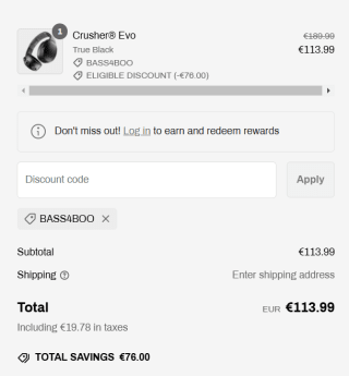 40% korting op je aankoop bij Skullcandy