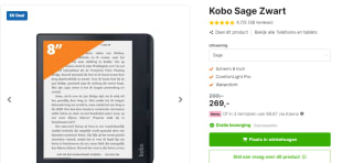 Kobo Sage - E-Reader - 8 inch - 32 GB voor €269 bij Expert
