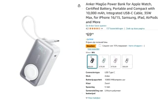 Anker MagGo 35W 10.000 mAh Powerbank Telefoon en Apple Watch Oplader voor €59,49 bij Amazon