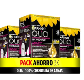 Garnier Olia - Pack de 3 coloración permanente con aceites florales de origen natural sin amoniaco para un olor agradable, color tono 3.0 castaño oscuro por 5.31€