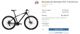 Bicicleta Northrock por $5,499 en Costco