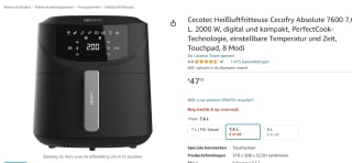 Cecotec Cecofry Absolute 7600 Airfryer voor €47,93 bij Amazon