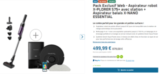 Pack Exclusif Web - Aspirateur robot X-PLORER S75+ avec station à 499,99€