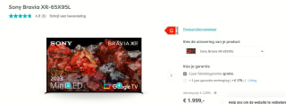 Sony Bravia XR-65X95L Mini LED TV voor €1.999 bij Artandcraft