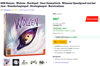 Wolven (999 games) bordspel voor €36,69 met Bol Select