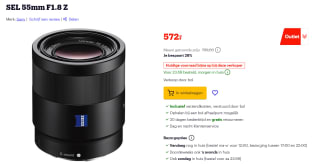 Sony Sonnar T* FE 55mm F1.8 ZA voor €572 bij Bol