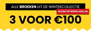 3 herenbroeken voor €100 bij Vdal