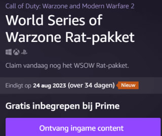 MW2 World Series of Warzone Rat-pakket Amazon Prime Gaming gratis