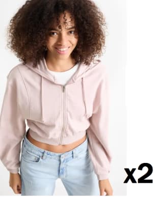 2 Sudaderas crop con cremallera y capucha para Mujer por 15.99€