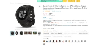 Reloj resistente al agua con GPS marca Garmin Instinct por 139,49