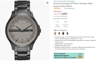 Reloj Armani Exchange AX a $1,999 en Amazon