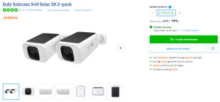 Eufy Solocam S40 Solar 2K 2-pack voor €177 bij Coolblue