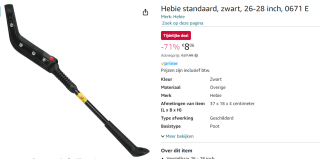 Hebie standaard, zwart, 26-28 inch, voor €8,06 bij Amazon