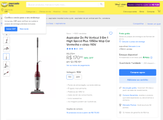Aspirador De Pó Vertical 3 Em 1 da Wap - R$ 170,90