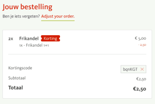 1+1 gratis op frikandellen bij Kwalitaria