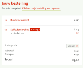 1+1 gratis op alle kroketten bij Kwalitaria