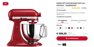 KitchenAid Keukenrobot - Keukenmachine Artisan met 300 Watt - 4,8 L, Keizerrood voor €399,20