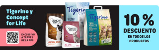 10 % de descuento en todos los productos de Concept for Life y en las arenas para gatos Tigerino desde La App