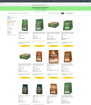Compra 2 por el precio de 1 Comida marca Ultima Gatos y Perros en Amazon