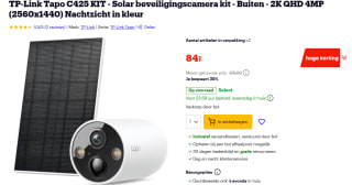 TP-Link Tapo C425 KIT - Solar beveiligingscamera kit voor €84 bij Bol