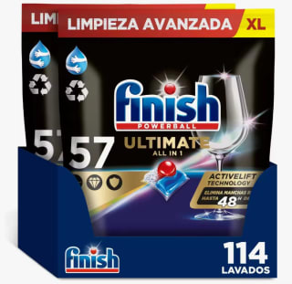Finish 144 Pastillas Ultimate All in 1 + 2 Limpiamáquinas + 2 Ambientadores por 26,30€
