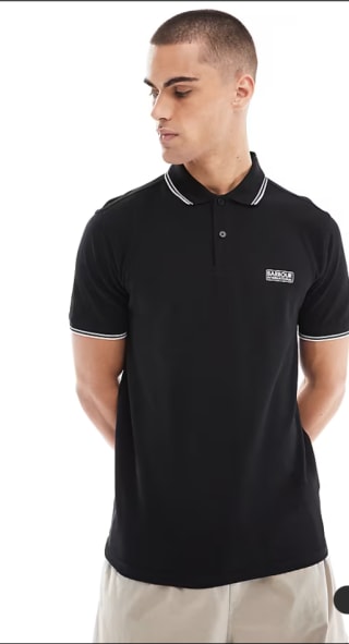 Barbour International Evan Tipped Polo Shirt in Black – £20