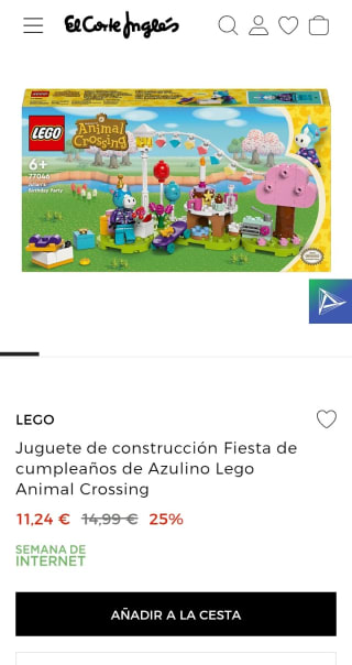 Lego Fiesta de cumpleaños de Azulino Animal Crossing por 11,24€.