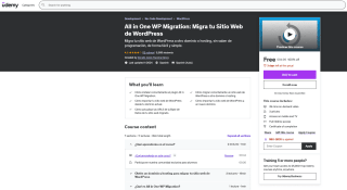 All in One WP Migration Migra tu Sitio Web de WordPress Gratis con Udemy