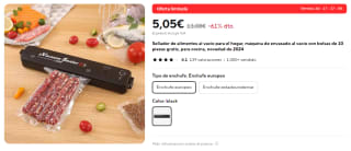 Sellador de alimentos al vacío + 10 bolsas por 5,05€