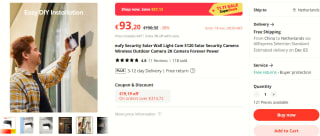 eufy beveiliging Solar Wall Light Cam S120 voor €75,90 bij Aliexpress