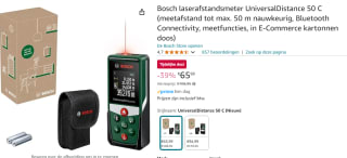 Bosch Home and Garden AdvancedDistance 50C Laserafstandsmeter Bluetooth voor €65,99 bij Amazon