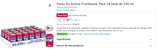 24 FANTA Refresco sabor frambuesa sin azúcares añadidos lata 33 cl por 9.9€