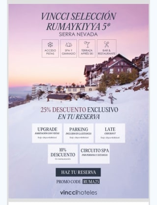 Hotel Vincci 5* Sierra Nevada con un -25% de Descuento.