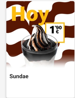 Oferta de la semana sundae por 1,90€ en McDonald's