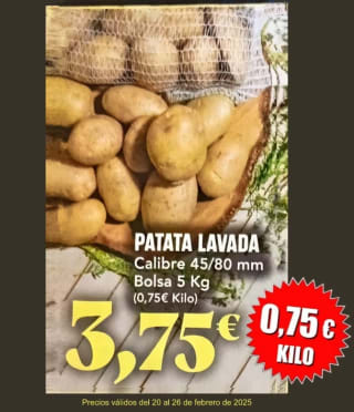 Patata lavada bolsa 5 Kg por 3,75€