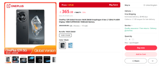OnePlus 12R Global - 16GB 256GB Snapdragon 8 Gen 2 - £365.33