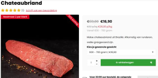 Inamood Chateaubriend (Ossenhaas) 600 - 700 gram voor €16,90