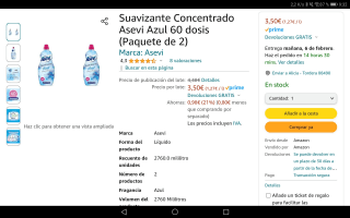 Suavizante Concentrado Asevi Azul 60 dosis (2 botellas). Por 3,50€