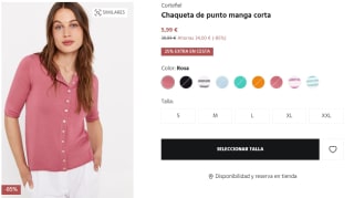 Chaqueta de punto manga corta para Mujer Cortefiel por 39.99€