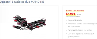 2 appareils à raclette connectables Mandine à 54,99€