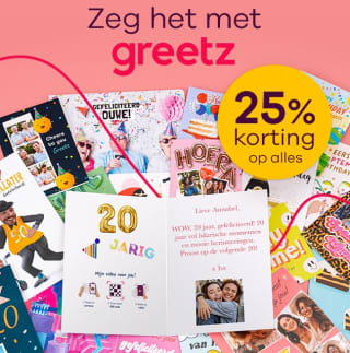 25% korting op alle kaarten en cadeaus bij Greetz