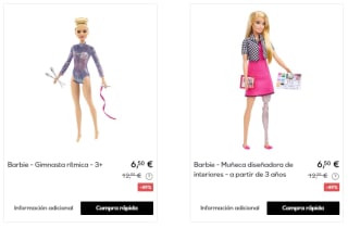 Muñecas Barbie desde solo 3,99€