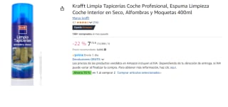 2 Botes de Krafft Limpia Tapicerías Coche Profesional, Espuma Limpieza Coche Interior en Seco, Alfombras y Moquetas 400ml por 10.07€